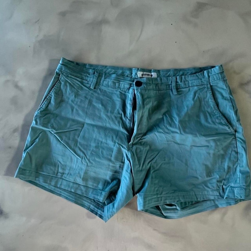 Preppy Vacation Lightweight Green Blue Denim Shorts Men's 36